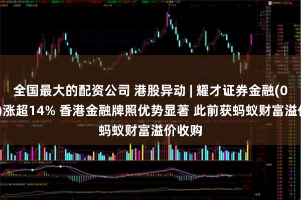 全国最大的配资公司 港股异动 | 耀才证券金融(01428)涨超14% 香港金融牌照优势显著 此前获蚂蚁财富溢价收购